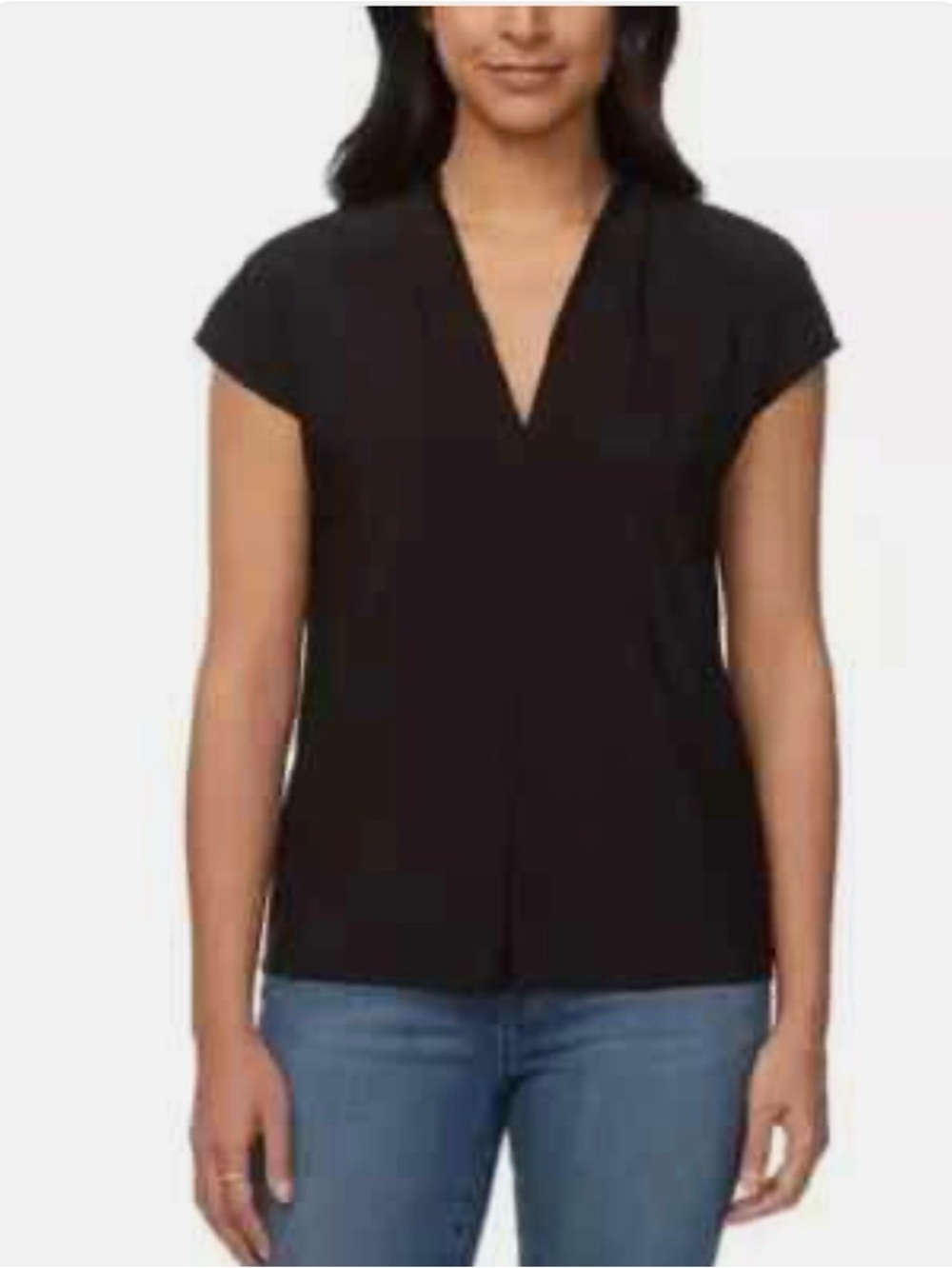 Grace‎ Womens Black Deep V-Neck Short Sleeve Top Size M RN 93178